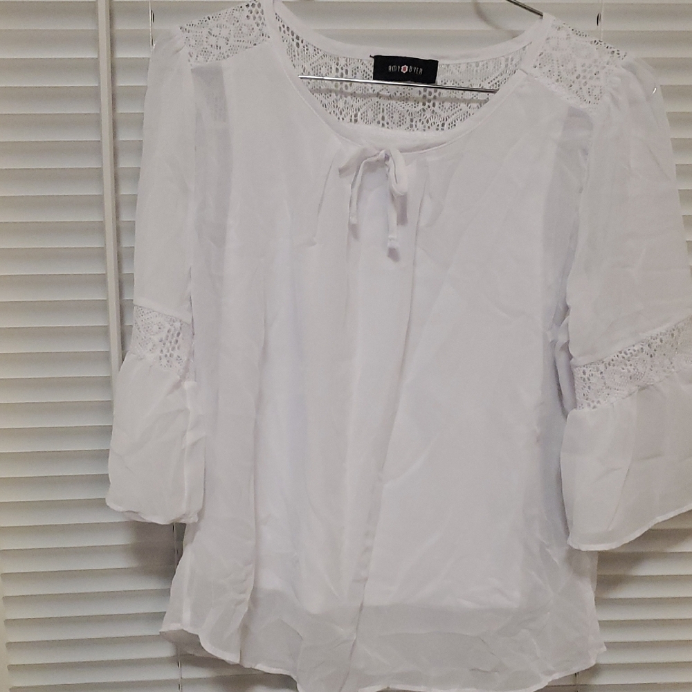 White Lace Detail Women's Top